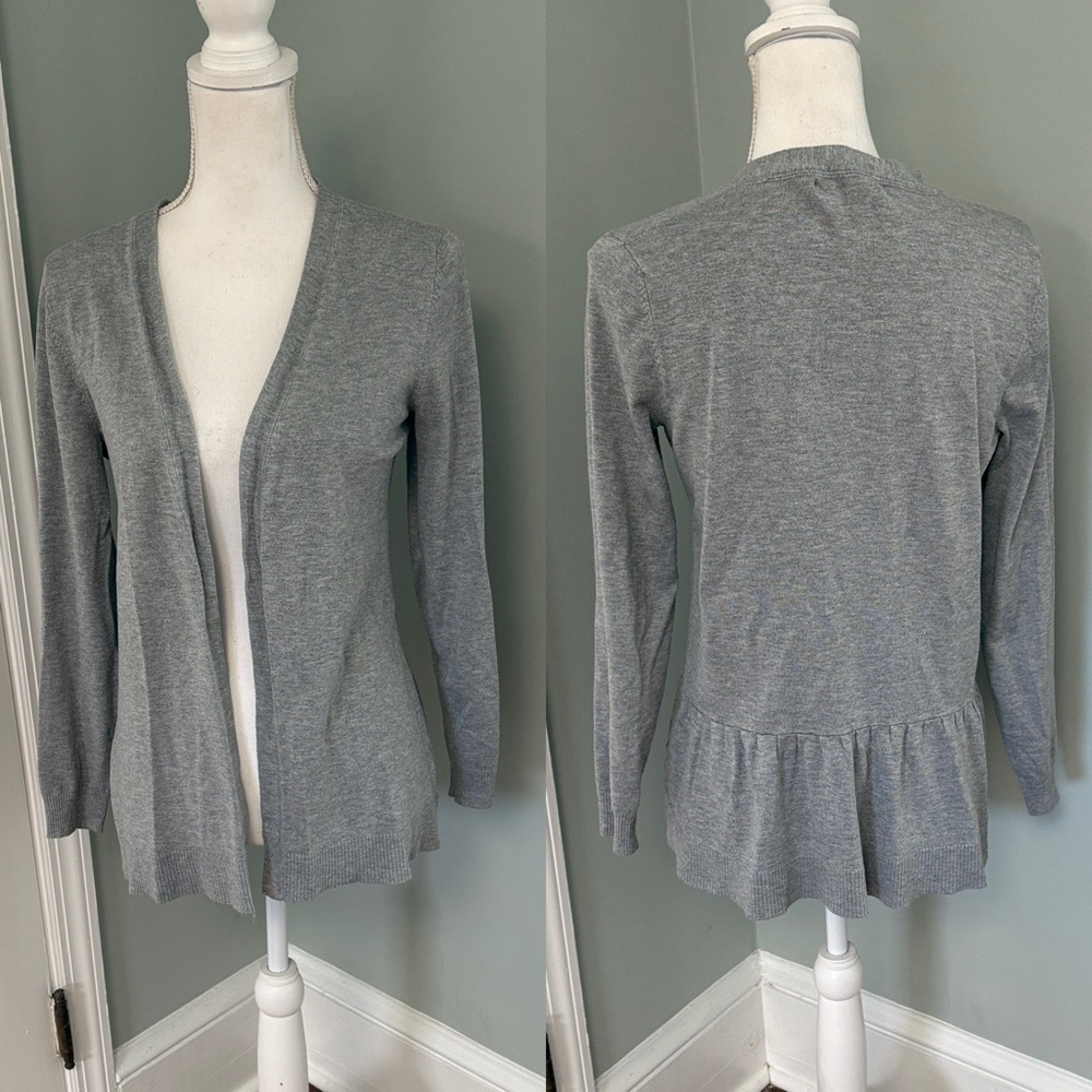 Cable & Gauge Gray Women's Cardigan Open Front Sweater Size Small‎